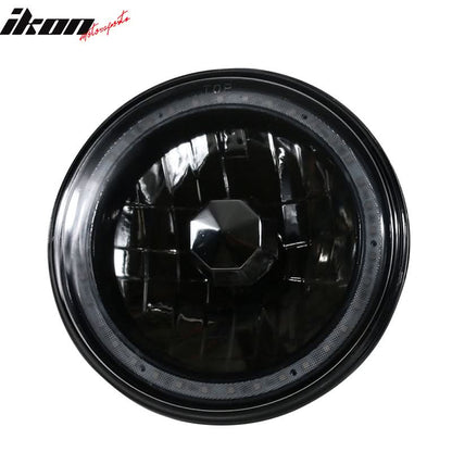 Universal 7In Round Chrome Half White Half Black RGB Halo Headlights