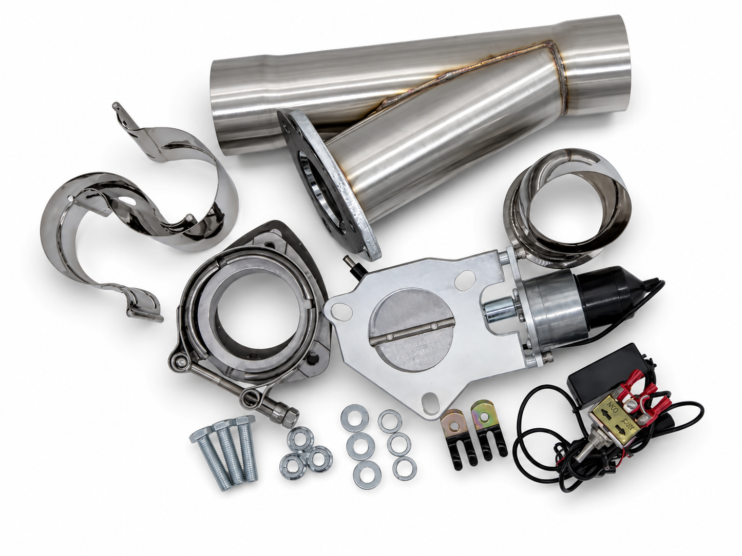 Granatelli 2.5-Inch Single Round Electronic Stainless Steel Slip-Fit Exhaust Cutout Kit – 302525
