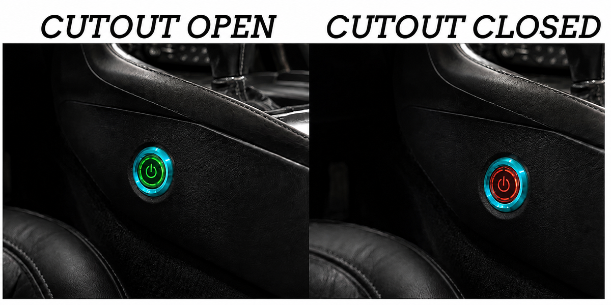 Granatelli Billet Illuminated Exhaust Cutout Push Button- "BLUE" - 303512BL