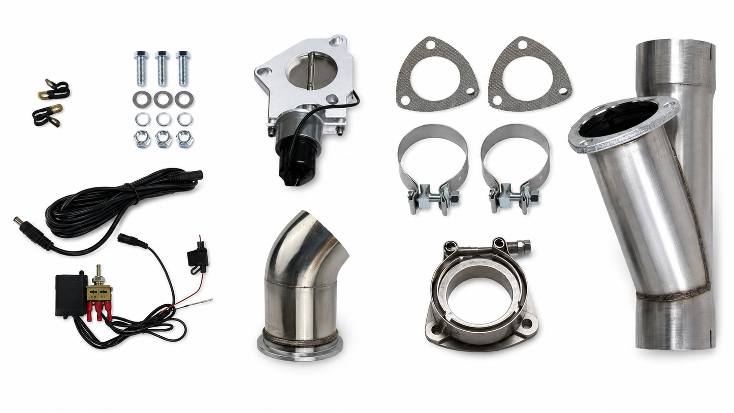 Granatelli 3-Inch Single Round Electronic Mild Steel Slip-Fit Exhaust Cutout Kit – 303530