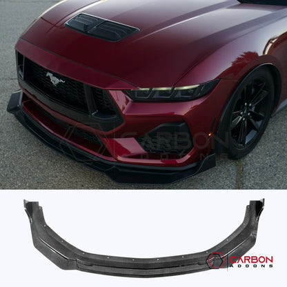 Real Carbon Fiber Front Lip Splitter Extension for 2024+ Ford Mustang GT & EcoBoost