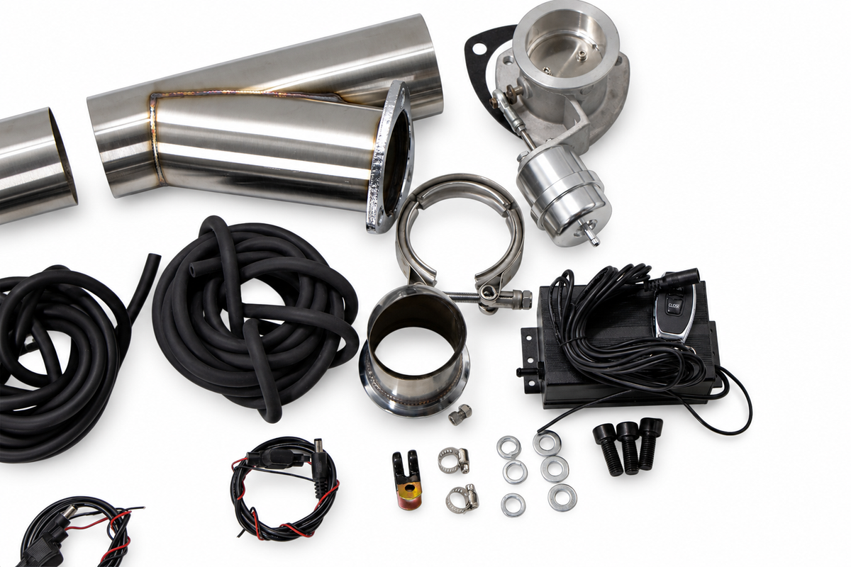 Granatelli 2.5-Inch Dual Round Vacuum/Pressure-Controlled Electronic Stainless Steel Slip-Fit Exhaust Cutout Kit – 309525K