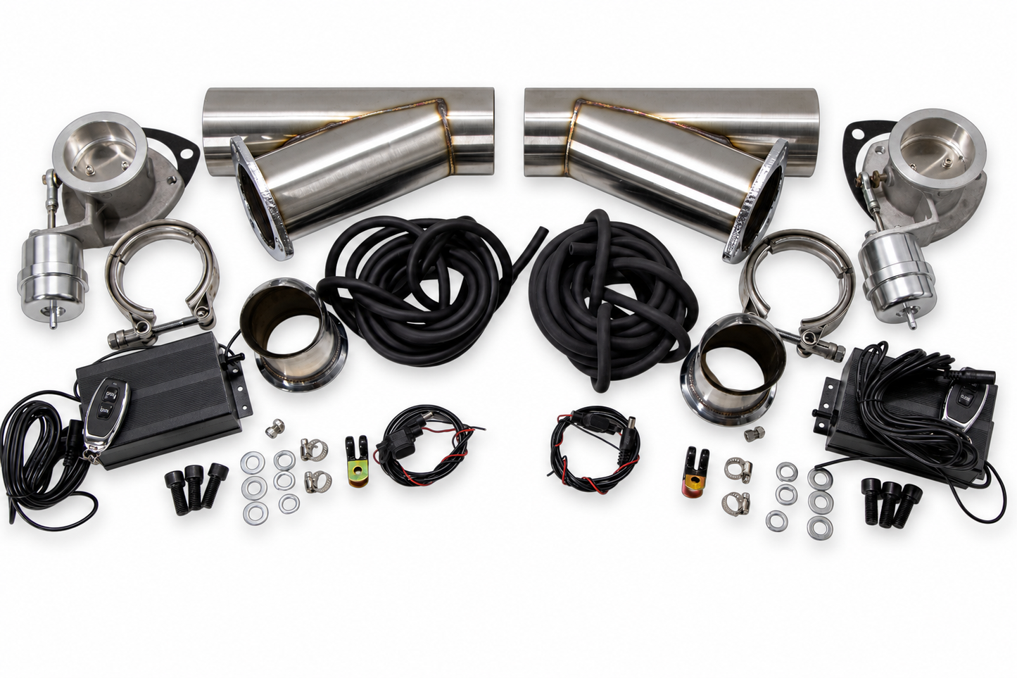Granatelli 2.5-Inch Dual Round Vacuum/Pressure-Controlled Electronic Stainless Steel Slip-Fit Exhaust Cutout Kit – 309525K