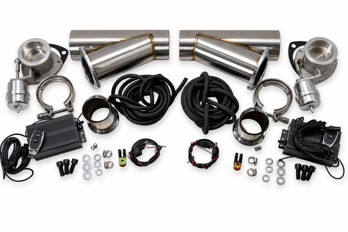 Granatelli 3-Inch Dual Round Vacuum/Pressure-Controlled Electronic Stainless Steel Slip-Fit Exhaust Cutout Kit – 309530K