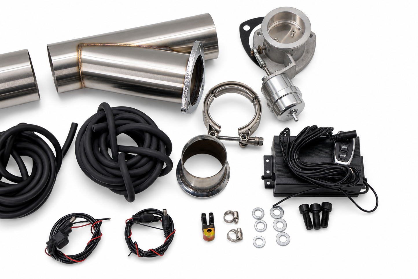Granatelli 2.5-Inch Dual Round Vacuum/Pressure-Controlled Electronic Stainless Steel Slip-Fit Exhaust Cutout Kit – 309525K