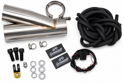 Granatelli 2.5-Inch Single Round Vacuum/Pressure-Controlled Electronic Stainless Steel Weld-In Exhaust Cutout Kit – 309625