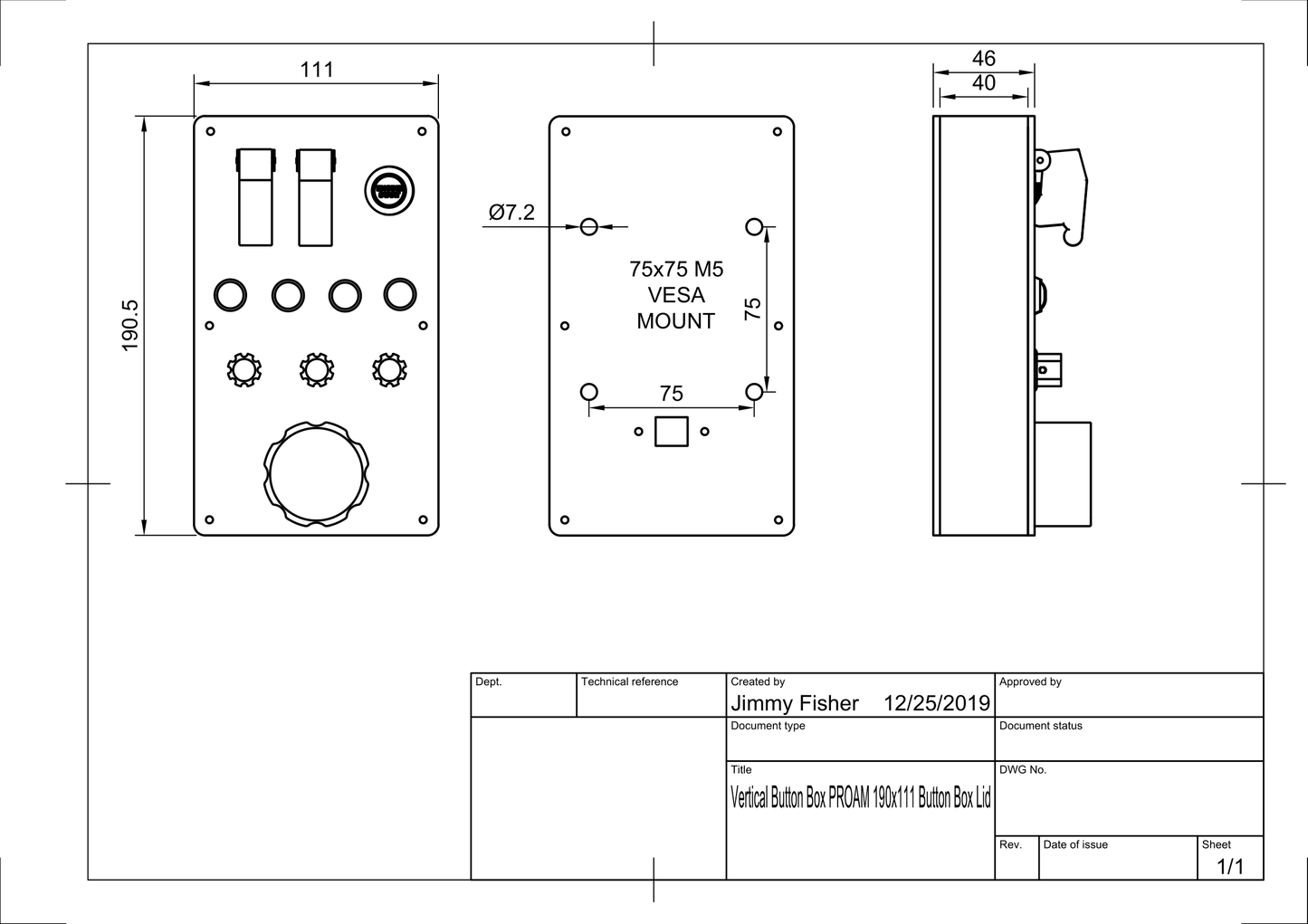 Apex Button Box Vertical Mount V1