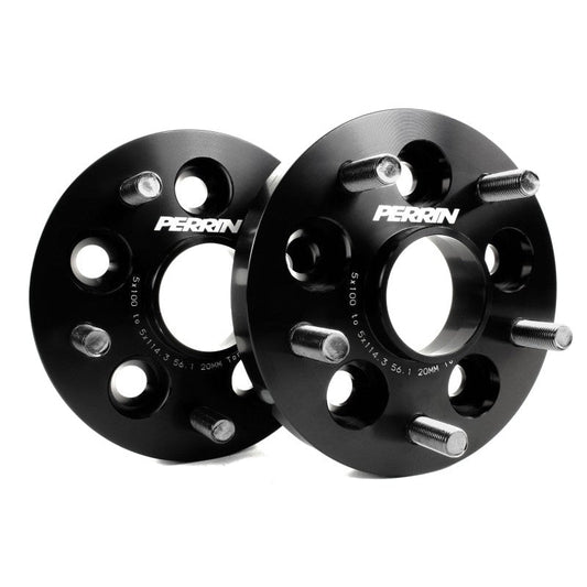 PERRIN 5x100 to 5x114.3 20mm Wheel Adapters Black WRX 2002-2014 | PSP-WHL-220BK