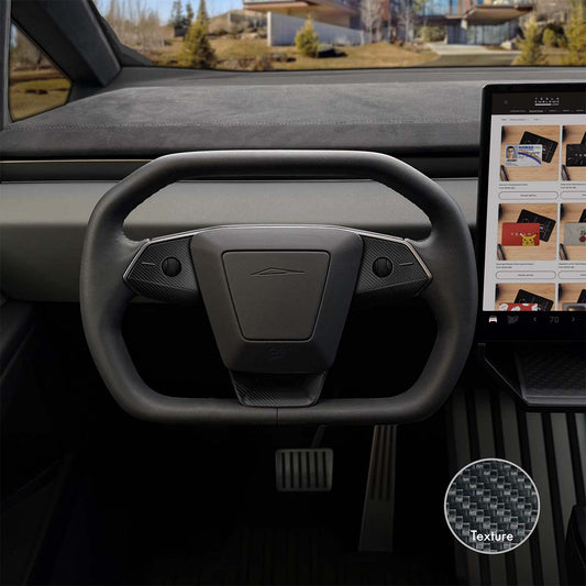 3M Carbon Fiber Tesla Steering Wheel Trim Decal Kit (3pcs) | Cybertruck