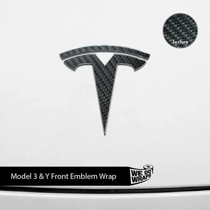 3M Carbon Fiber Tesla Emblem Decals (Front + Back) | Model 3