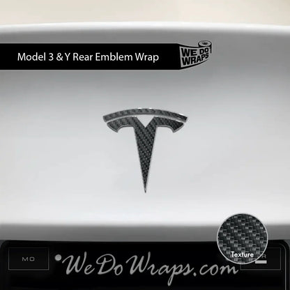 3M Carbon Fiber Tesla Emblem Decals (Front + Back) | Model 3