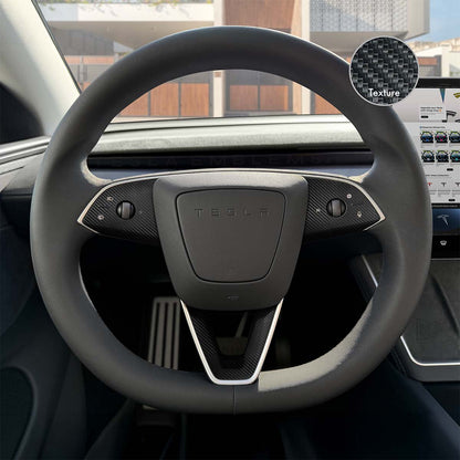 3M Carbon Fiber Tesla Steering Wheel Trim Decal Kit (3pcs) | MY 2026+ Refresh