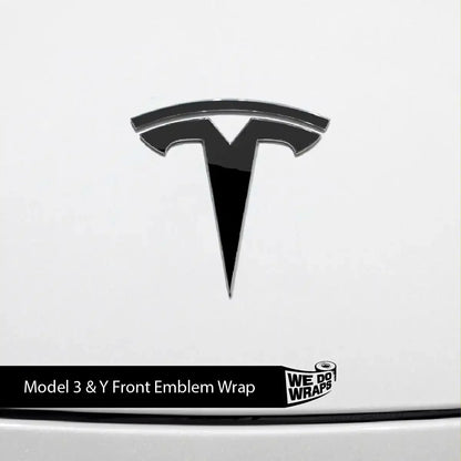 3M Gloss Black Tesla Emblem Decals (Front + Back) | Model Y