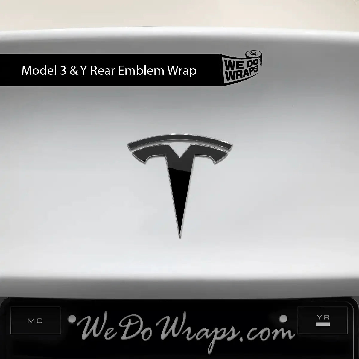 3M Gloss Black Tesla Emblem Decals (Front + Back) | Model 3