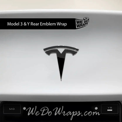 3M Gloss Black Tesla Emblem Decals (Front + Back) | Model Y