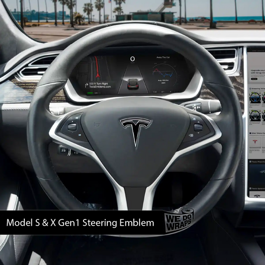 3M Gloss Black Tesla Steering Wheel Emblem Decal | Model S