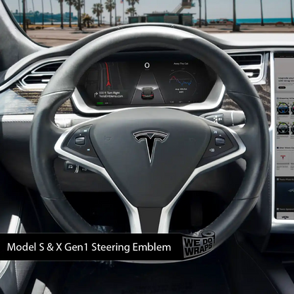 3M Gloss Black Tesla Steering Wheel Emblem Decal | Model X