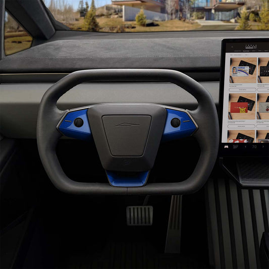 3M Deep Blue Metallic Tesla Steering Wheel Trim Decal Kit (3pcs) | Cybertruck