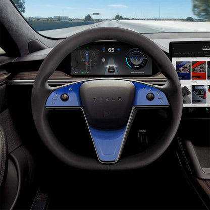 3M Deep Blue Metallic Tesla Steering Wheel Trim Decal Kit (3pcs) | Model X ’21-26