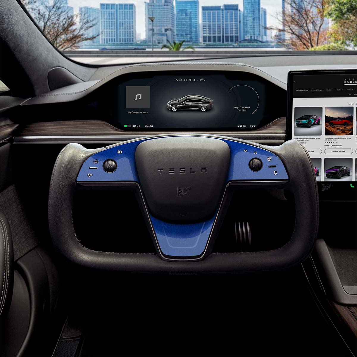 3M Deep Blue Metallic Tesla Steering Wheel Trim Decal Kit (3pcs) | Model X ’21-26