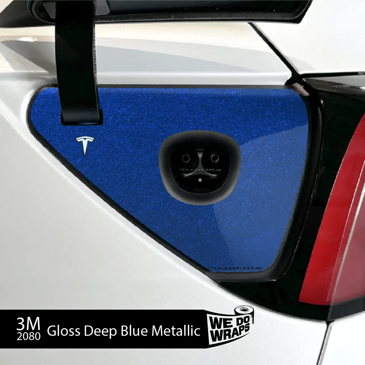 3M Deep Blue Metallic Tesla Charge Port Wrap | Model Y