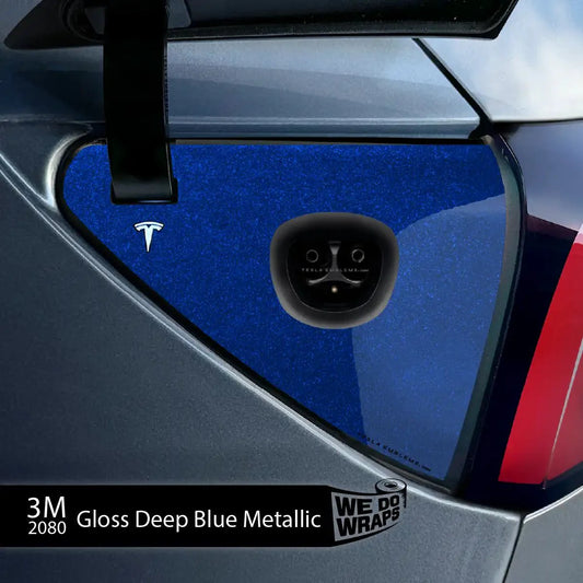 3M Deep Blue Metallic Tesla Charge Port Wrap | Model Y