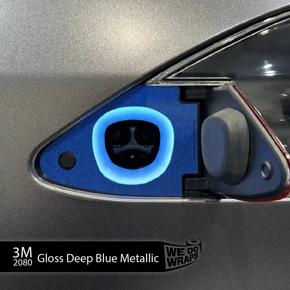 3M Deep Blue Metallic Tesla Charge Port Wrap | Model S