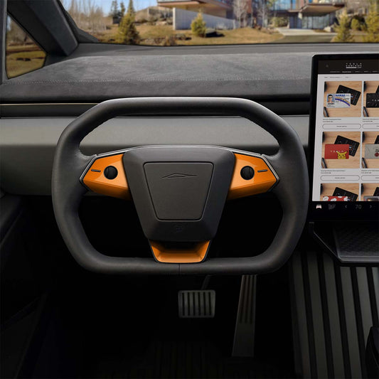 3M Gloss Deep Orange Tesla Steering Wheel Trim Decal Kit (3pcs) | Cybertruck