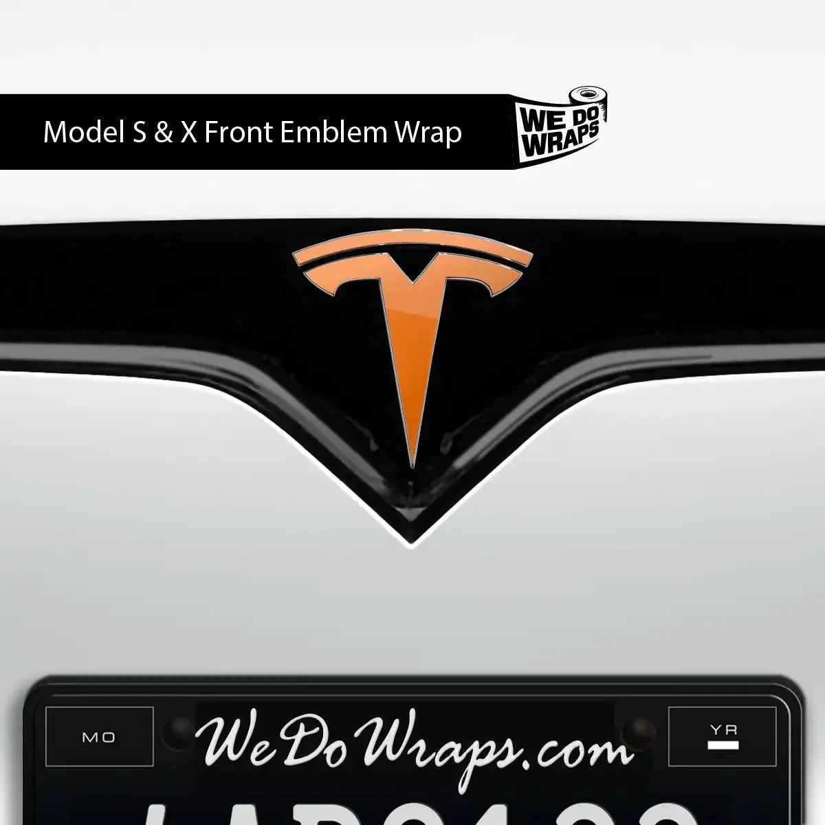 3M Gloss Deep Orange Tesla Emblem Decals (Front + Back) | Model S