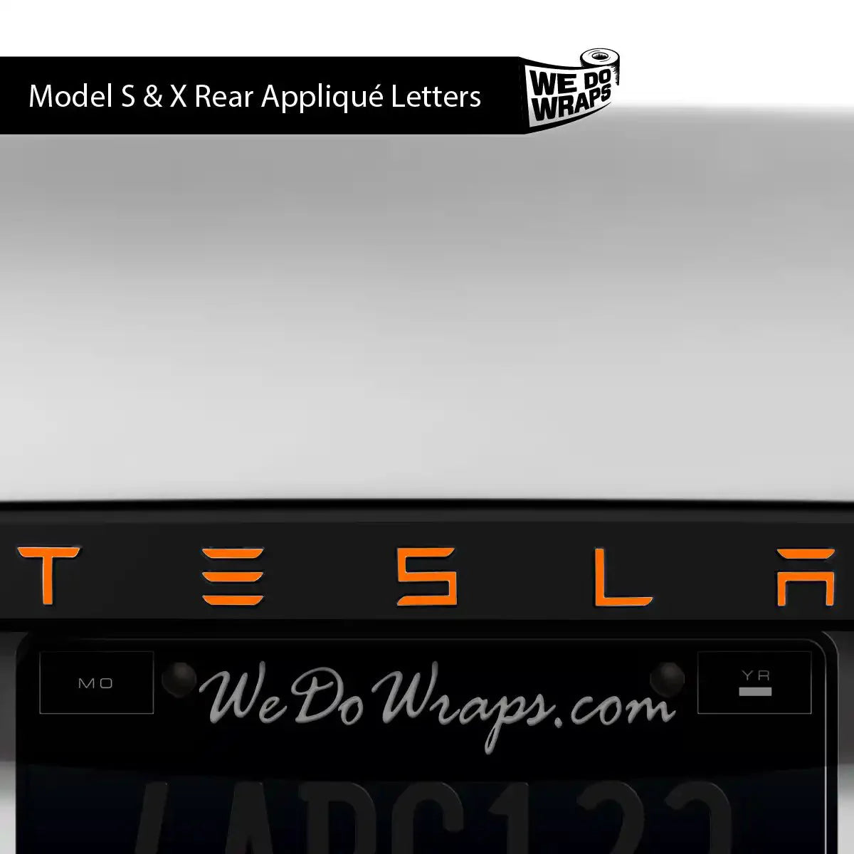 3M Gloss Deep Orange Tesla Emblem Decals (Front + Back) | Model S