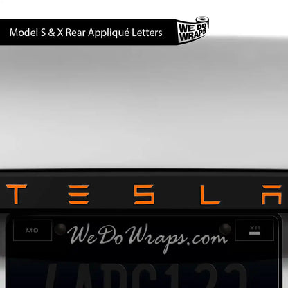 3M Gloss Deep Orange Tesla Emblem Decals (Front + Back) | Model X