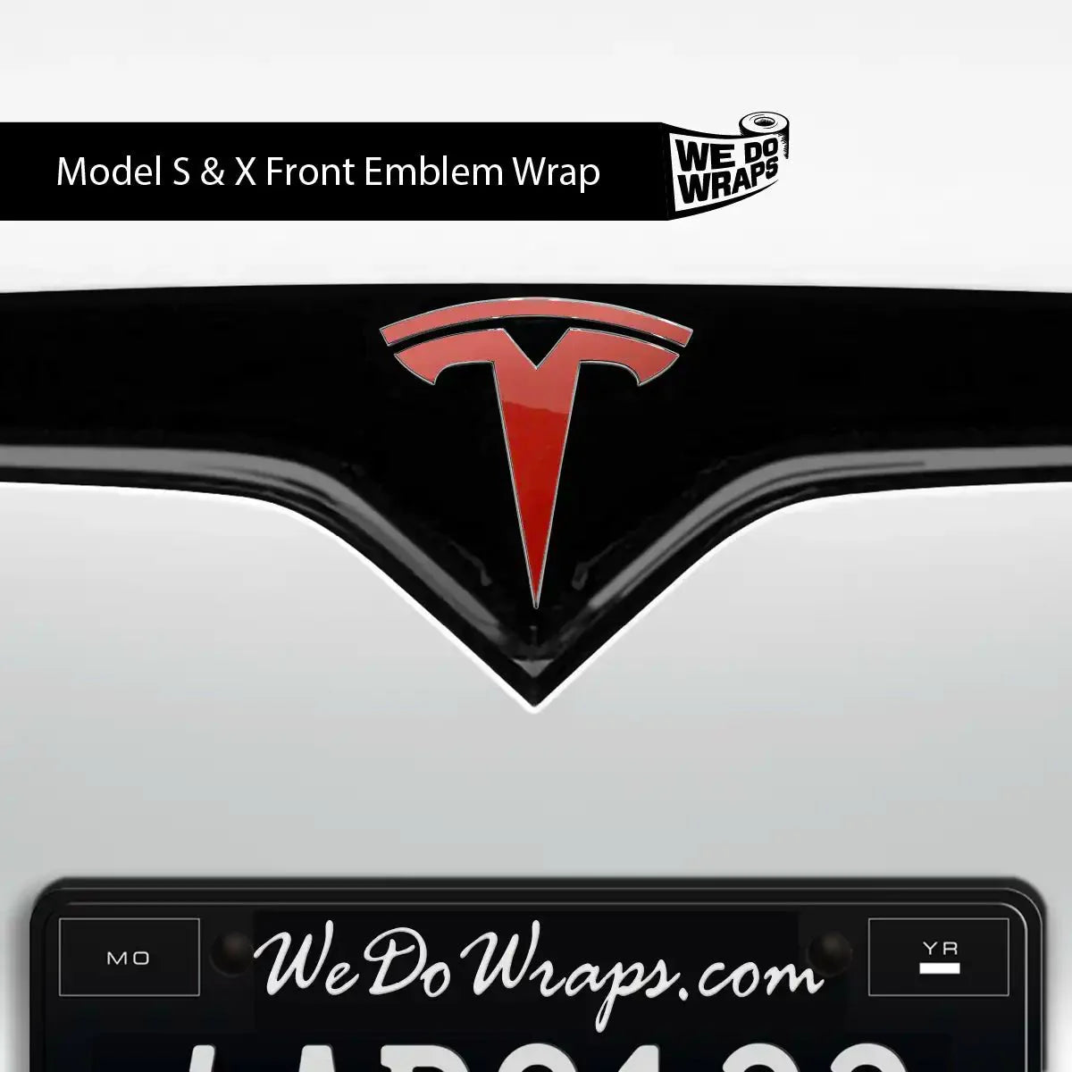 3M Gloss Dragon Fire Red Tesla Emblem Decals (Front + Back) | Model S