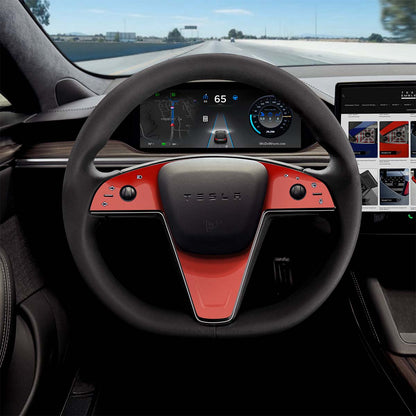 3M Gloss Dragon Fire Red Tesla Steering Wheel Trim Decal Kit (3pcs) | Model X ’21-26