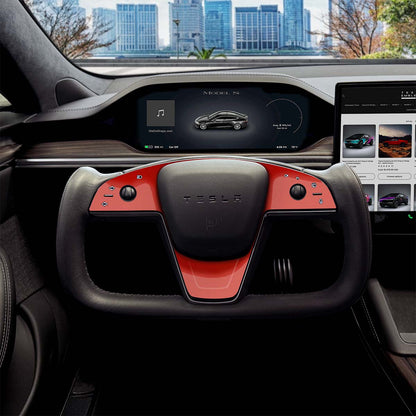 3M Gloss Dragon Fire Red Tesla Steering Wheel Trim Decal Kit (3pcs) | Model X ’21-26