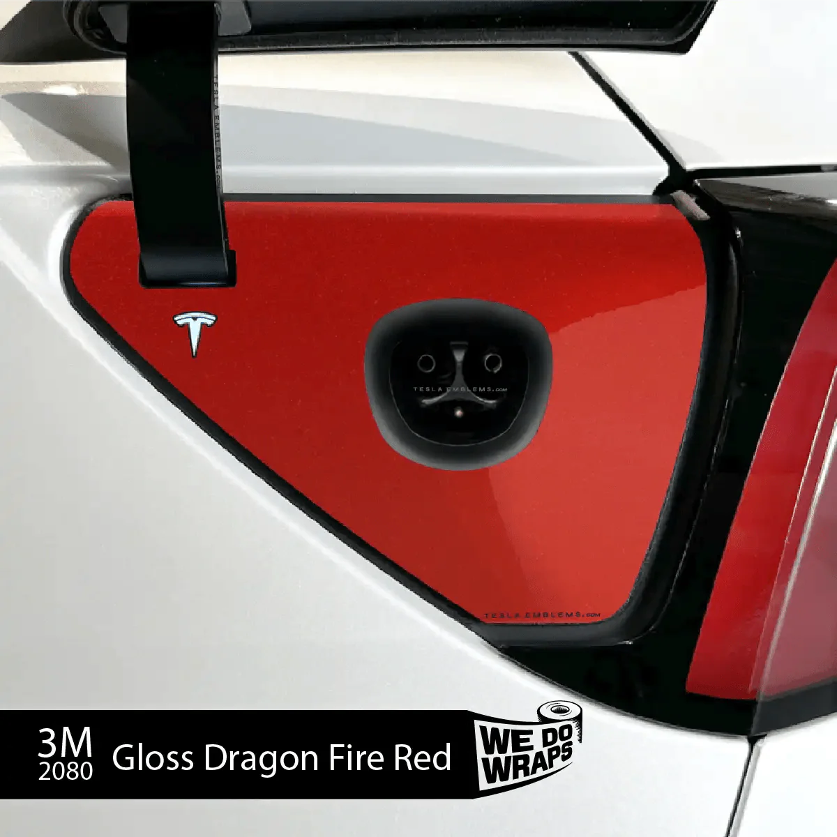 3M Gloss Dragon Fire Red Tesla Charge Port Wrap | Model Y