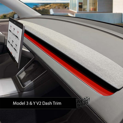 3M Gloss Dragon Fire Red Tesla Dash Trim Wrap | Model Y 2026