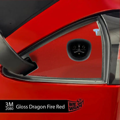 3M Gloss Dragon Fire Red Tesla Charge Port Wrap | Model S