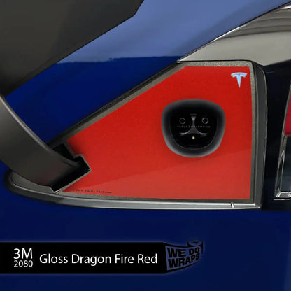 3M Gloss Dragon Fire Red Tesla Charge Port Wrap | Model X