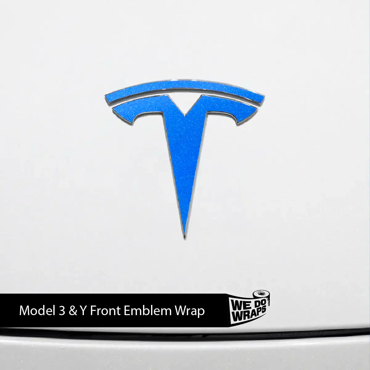 3M Gloss Fire Blue Tesla Emblem Decals (Front + Back) | Model Y