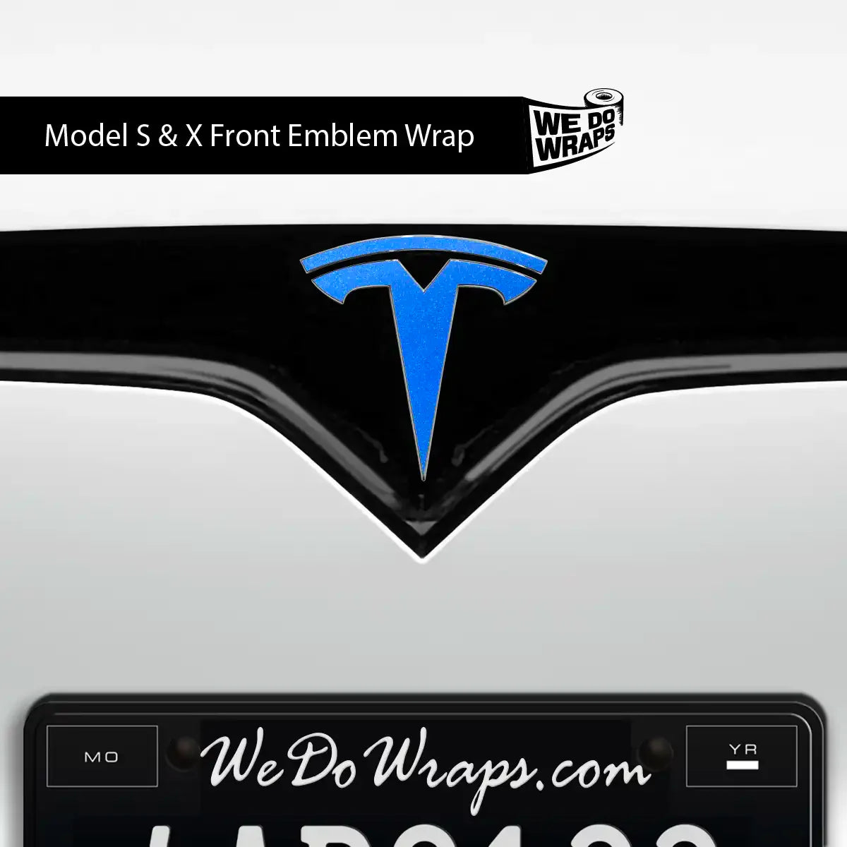 3M Gloss Fire Blue Tesla Emblem Decals (Front + Back) | Model X