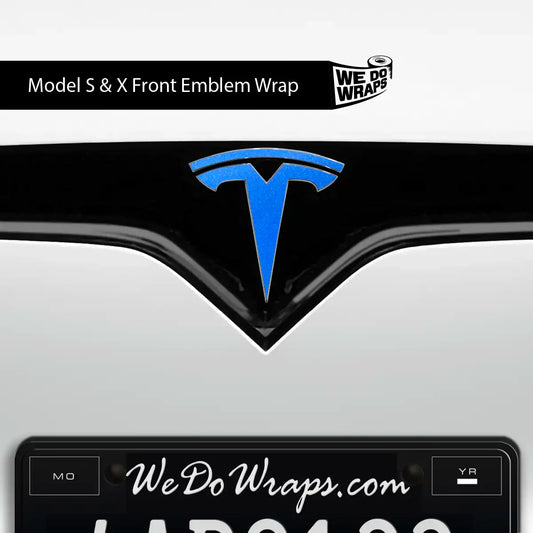 3M Gloss Fire Blue Tesla Emblem Decals (Front + Back) | Model S