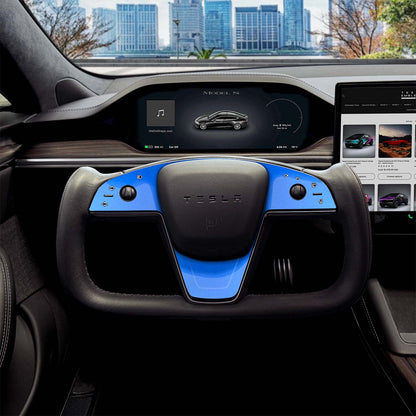 3M Gloss Fire Blue Tesla Steering Wheel Trim Decal Kit (3pcs) | Model S ’21-26