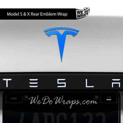 3M Gloss Fire Blue Tesla Emblem Decals (Front + Back) | Model S