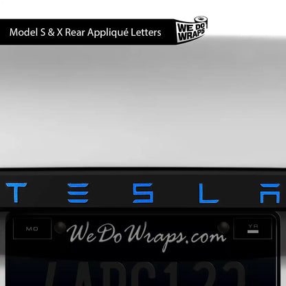 3M Gloss Fire Blue Tesla Emblem Decals (Front + Back) | Model X