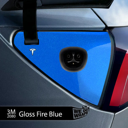 3M Gloss Fire Blue Tesla Charge Port Wrap | Model 3
