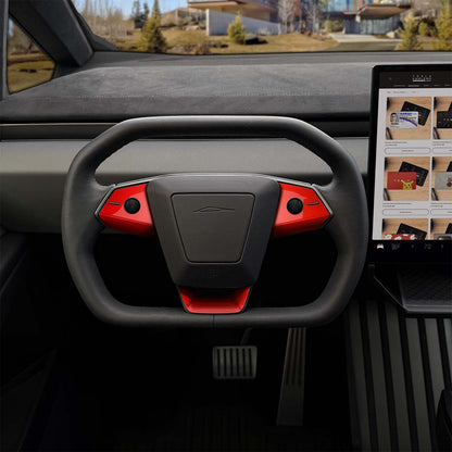 3M Gloss Hot Rod Red Tesla Steering Wheel Trim Decal Kit (3pcs) | Cybertruck