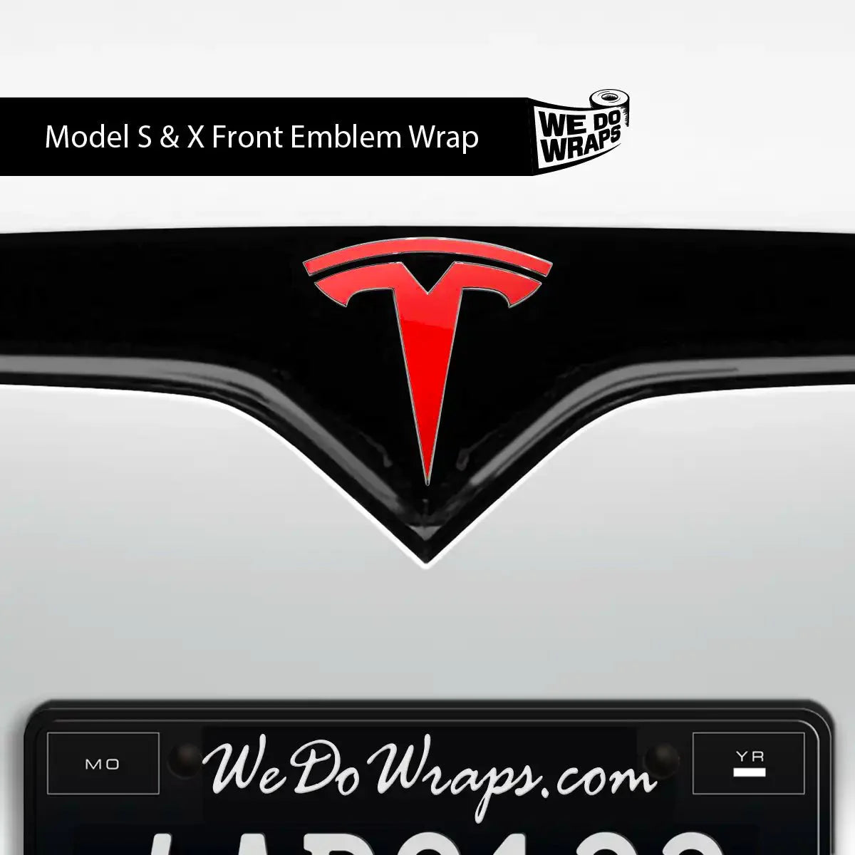 3M Gloss Hot Rod Red Tesla Emblem Decals (Front + Back) | Model S
