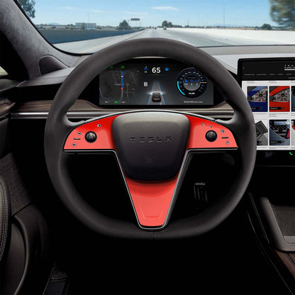 3M Gloss Hot Rod Red Tesla Steering Wheel Trim Decal Kit (3pcs) | Model S ’21-26