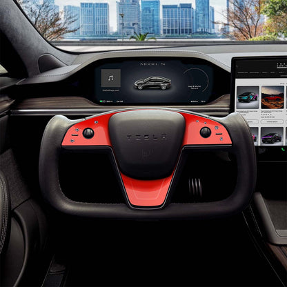 3M Gloss Hot Rod Red Tesla Steering Wheel Trim Decal Kit (3pcs) | Model X ’21-26