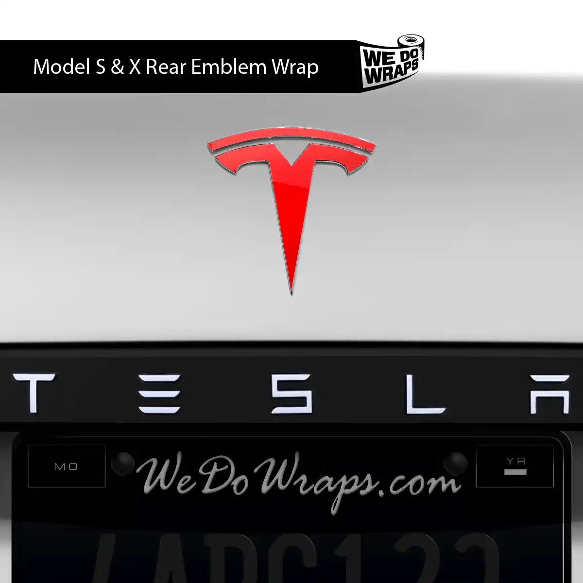 3M Gloss Hot Rod Red Tesla Emblem Decals (Front + Back) | Model X